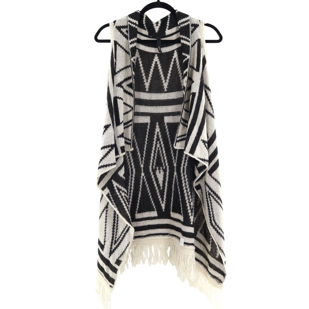 Elan‎ Aztec Wool Sweater Vest Womens S Black White Layering Transitional Lagom
